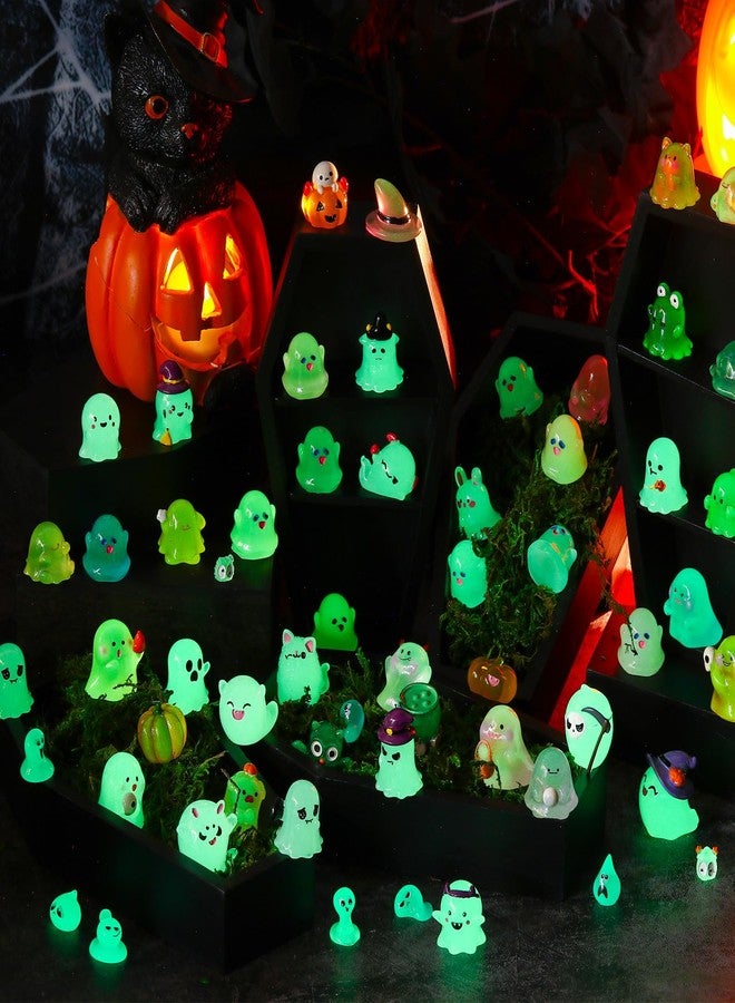 Sonwyoung 58 Pcs Halloween Luminous Mini Figures Glow in Dark Tiny Resin Figures Set Fairy House Diorama Accessories Halloween Pumpkin Ghost Skull Ornament for Garden Dollhouse Craft DIY (Wizard) - Image 4